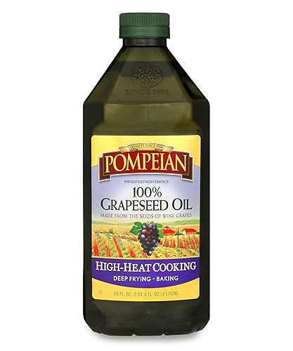 Pompeian Aceite 100 de semilla de uva sabor ligero y sutil perfecto para cocinar a alta temperatura freĂr y hornear 68 onzas lĂquidas Pompeian Aceite 100 de semilla de uva sabor ligero y sutil perfecto para cocinar a alta temperatura freĂr y hornear 68 onzas lĂquidas