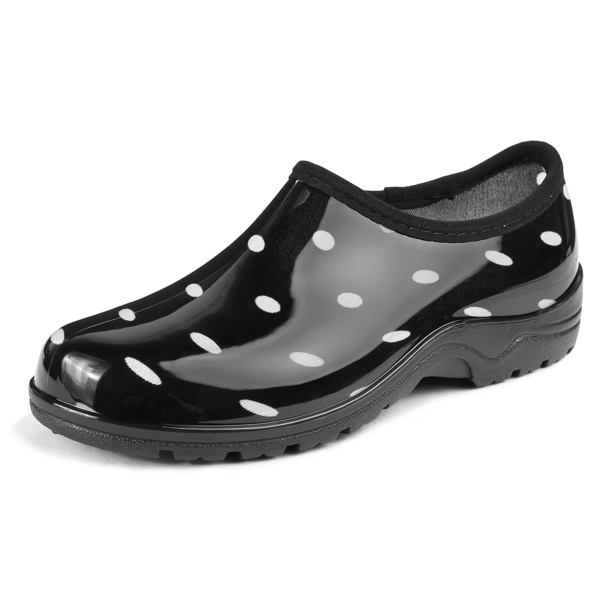 DKSUKO Waterproof Garden Shoe(Black and Big White Dot,11)