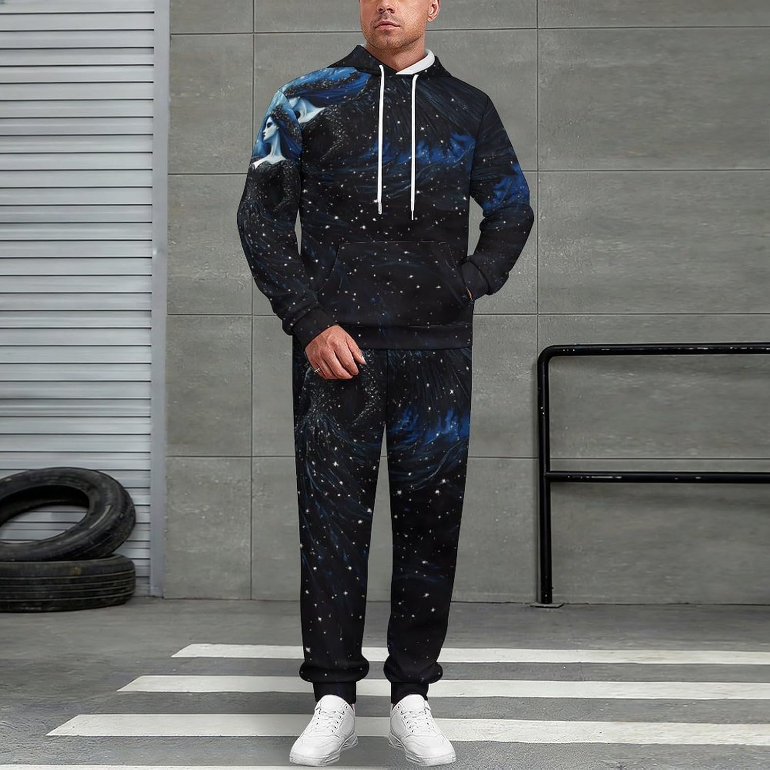 Dark Goddess Greek Myth Sweatshirts for Men Two Piece Casual Hoodie Tracksuit Jogger Pants