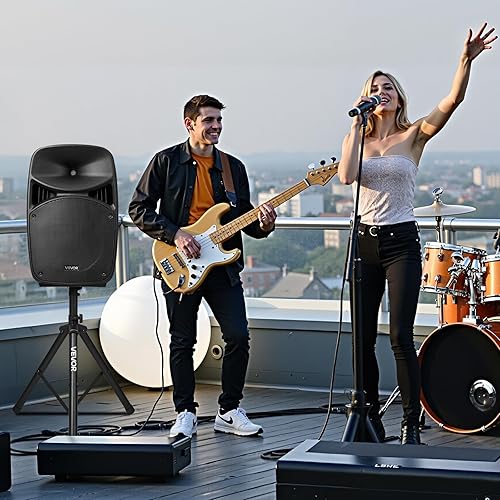 Miniatura 8 de VEVOR Sistema PA portátil, alimentado por 2000 W (PMPO), sistema de sonido con mezclador de 3 canales, altavoces duales, Bluetooth inalámbrico,