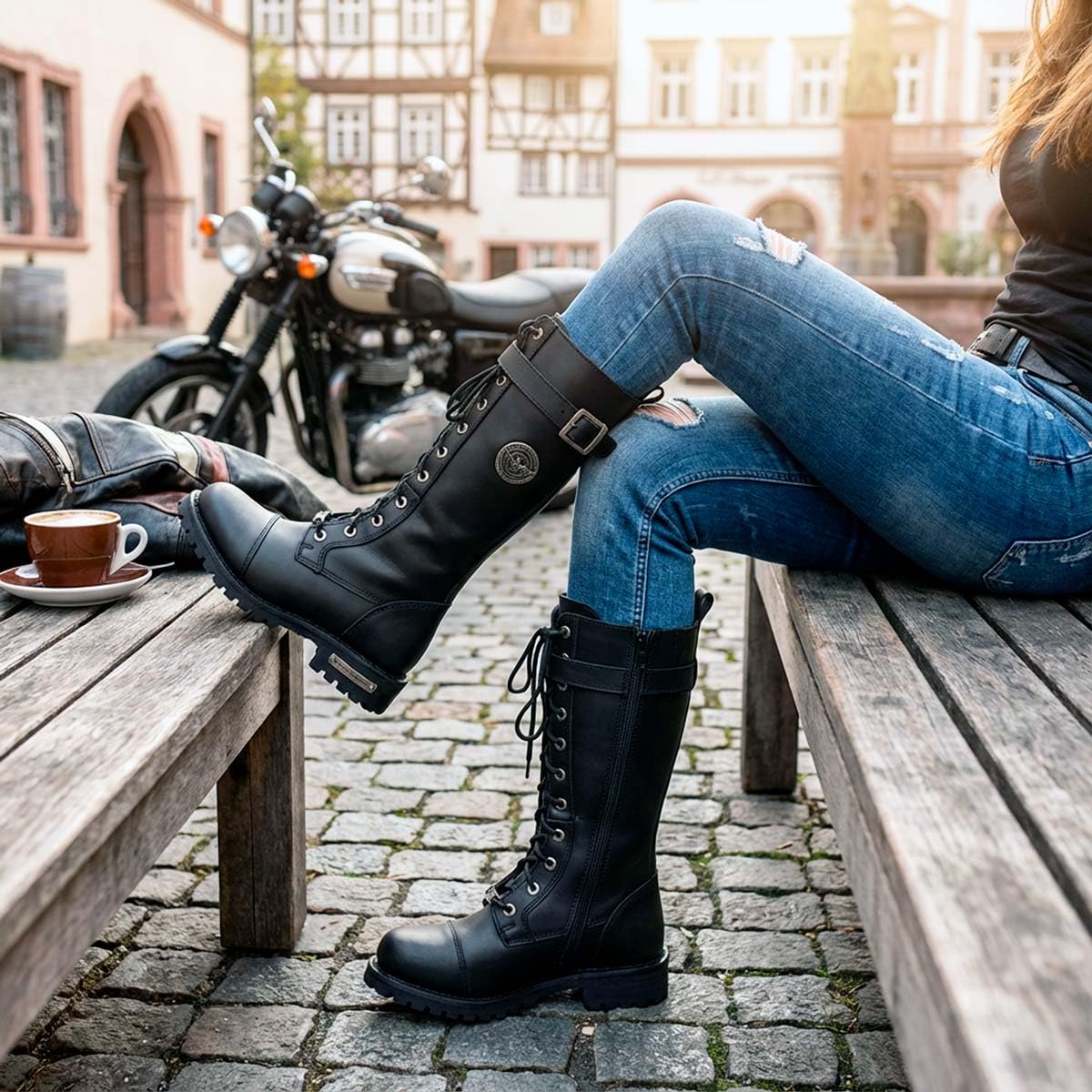Amazon.co.jp: Milwaukee Leather レディース 紐付きロングブーツ 6 B