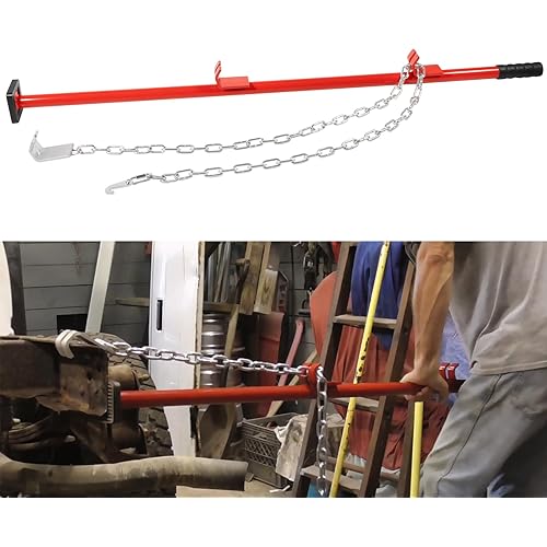 Sunluway 77175 Auto Body Alignment Bar Pulling Stick Tool 52in for Car Repair Bumper Hood Panel Deck & Bracket Dent Puller Stick Alignment Repair Tool Auto Body Dent Repair Tool with Chain