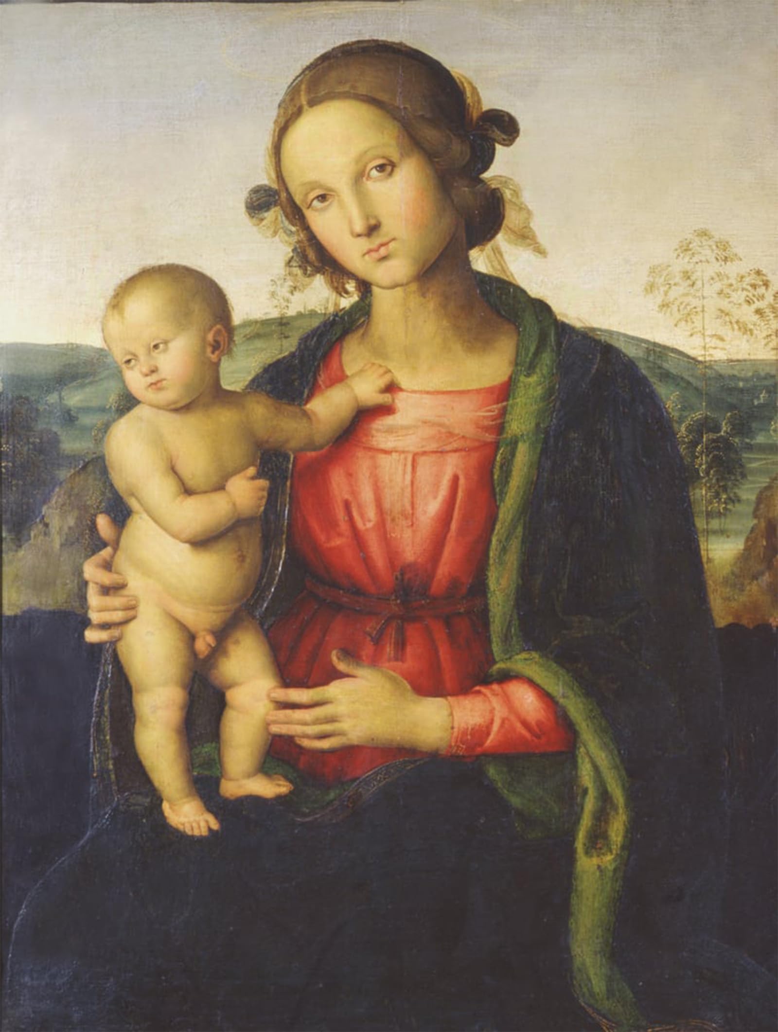 ARTXLXXBN Famous Painting Canvas Artwork Graffiti Print Lady and Child by Pietro Perugino Portrait Canvas Image for Home Decor 60x90cm