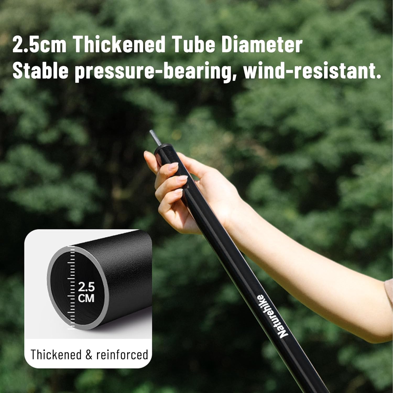 Naturehike Tent Poles for Tarp, Heavy Duty Iron 7.1ft Camping Tent Poles, Camping Accessories, Portable Sun Shade Poles for Beach Tarp, Hiking Awning, Picnic, with Storage Bag
