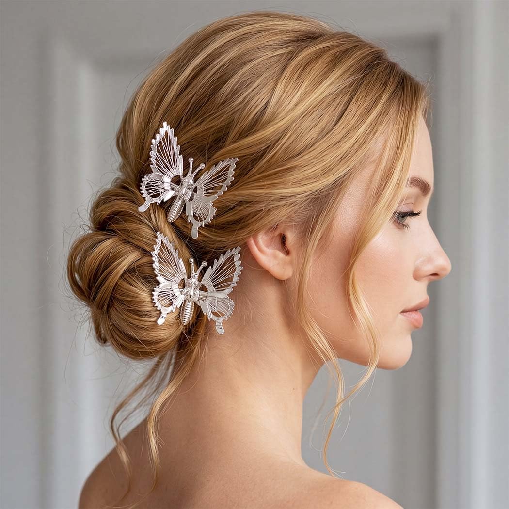 Elegant Silver Butterfly Hair Accessory