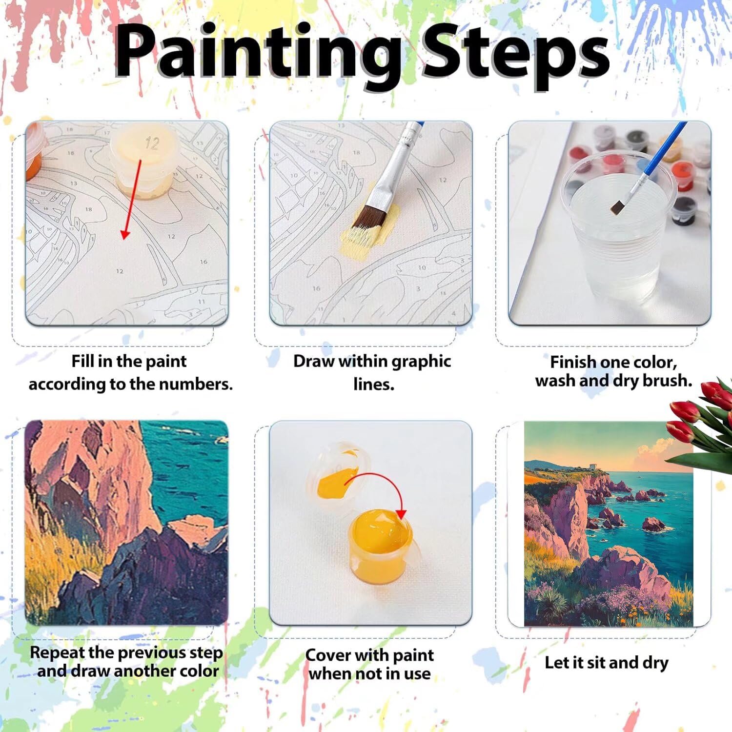 Pintar por Numeros Adultos pintar por numeros niños manualidades niños 10 años, DIY Pintar por Números de Pincel y Pintura acrílica Decoraciones para el Hogar Manualidades, sin Marco 60x80cm C-166