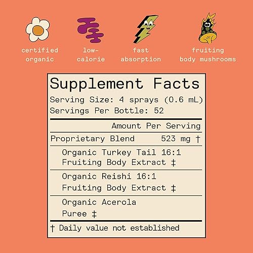 Miniatura 7 de SuperMush Spray diario | Suplemento en aerosol de hongos | Spray líquido puro para relajarse y calmar | 1.0 fl oz de aerosol orgánico de hongos