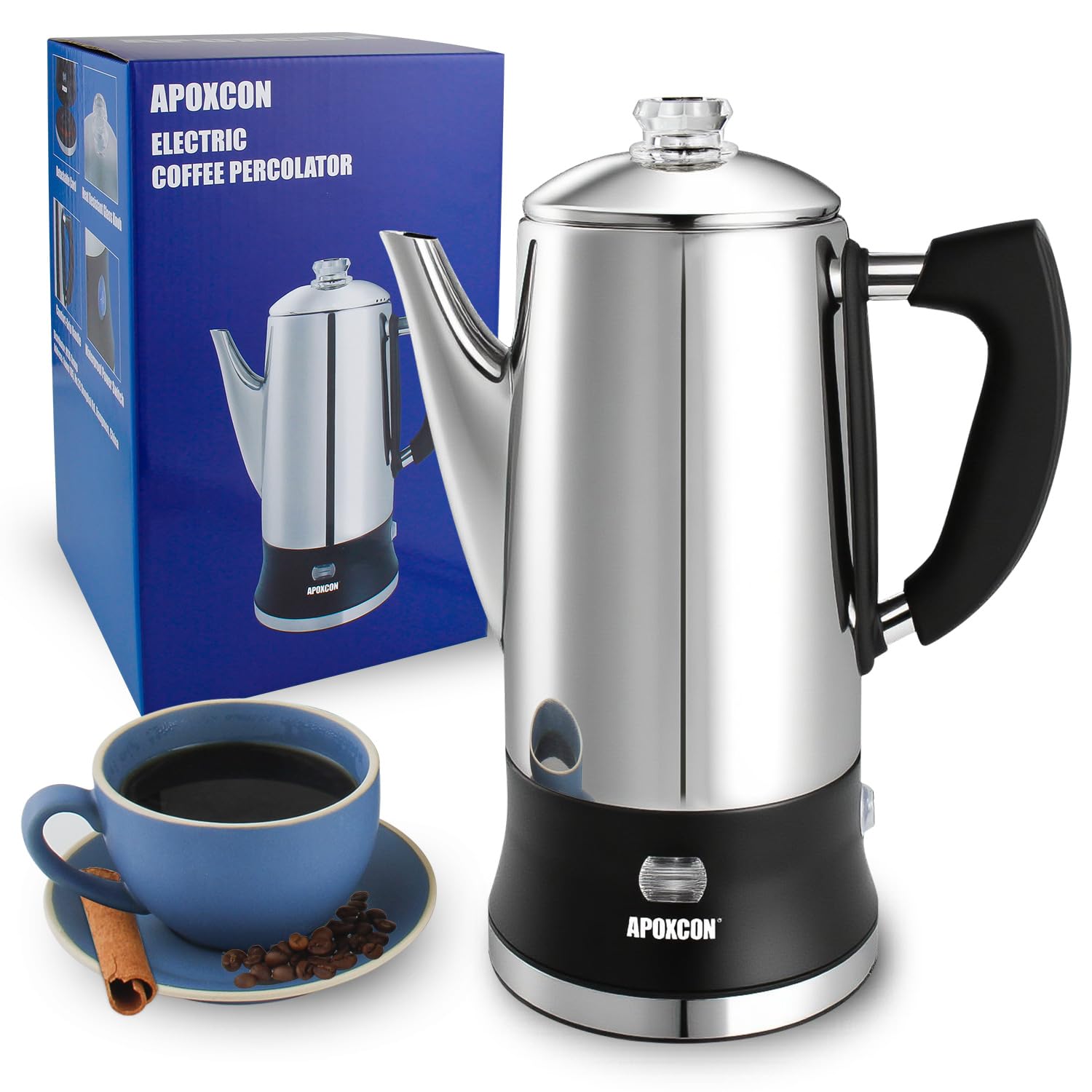 APOXCON 12 cup electric percolator stainless steel
