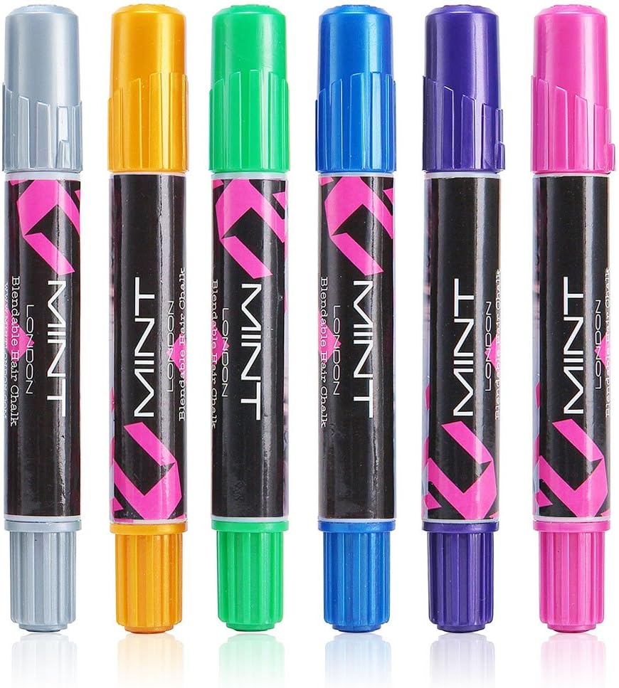Pro Hair Chalk | 6pcs Water Based Blended Hair Color Sticks | Easy Application Non-Greasy and Mess Free | Simple Efficient and Practical | Silver Yellow Green Blue Pink Purple | 1502