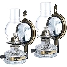 2 Pieces Large Kerosene Lamp Lantern Wall Mounted Kerosene Lamps Vintage Glass Clear Kerosene Lamp Rustic Oil Lamp for Indoor Use Home Decor Lighting - Bronze