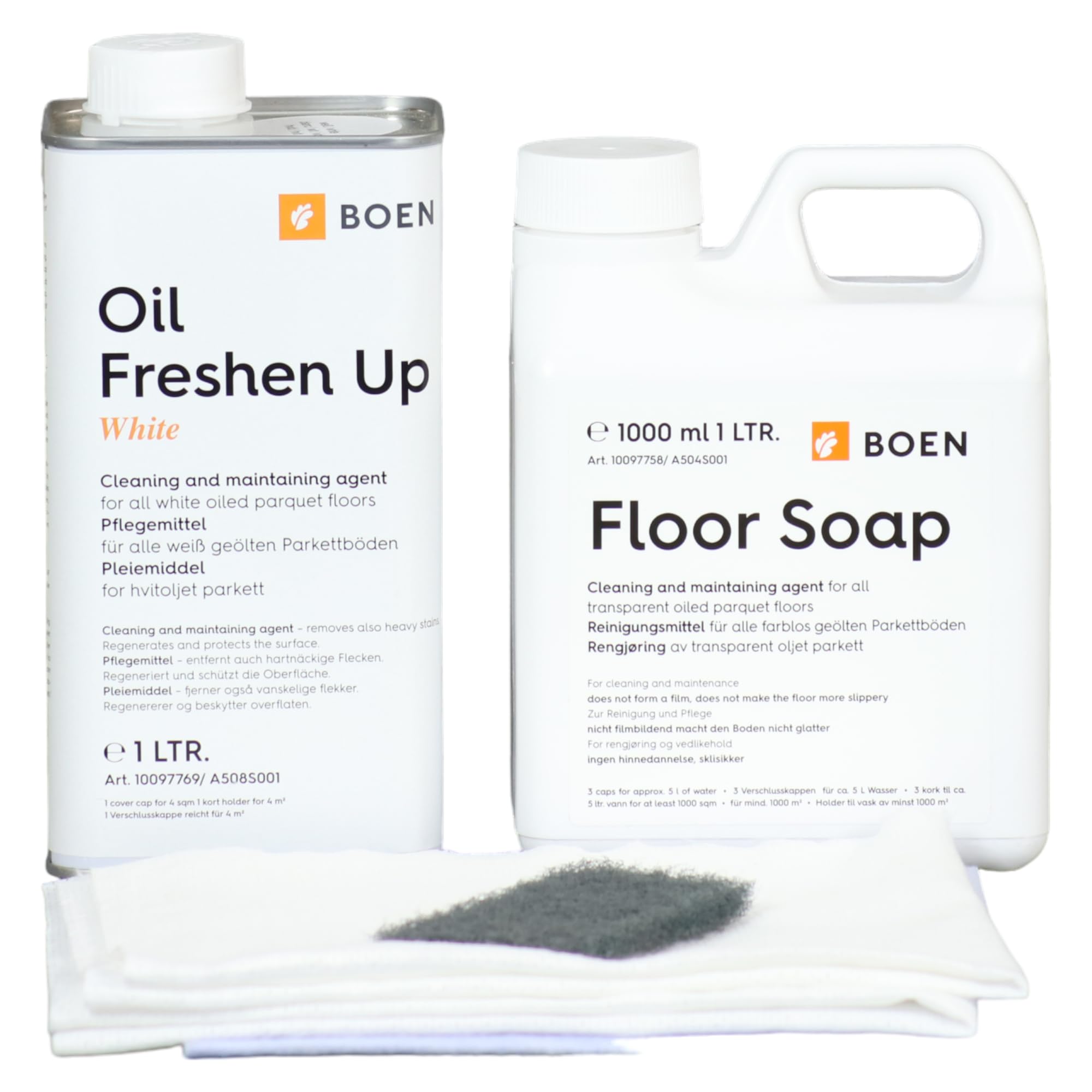 HPS | Kit de mantenimiento - Boen de mantenimiento para engrasada de parquet-blanco Boen de parquet de jabón - Boen Freshen Up colour blanco de cuidado toallitas húmedas