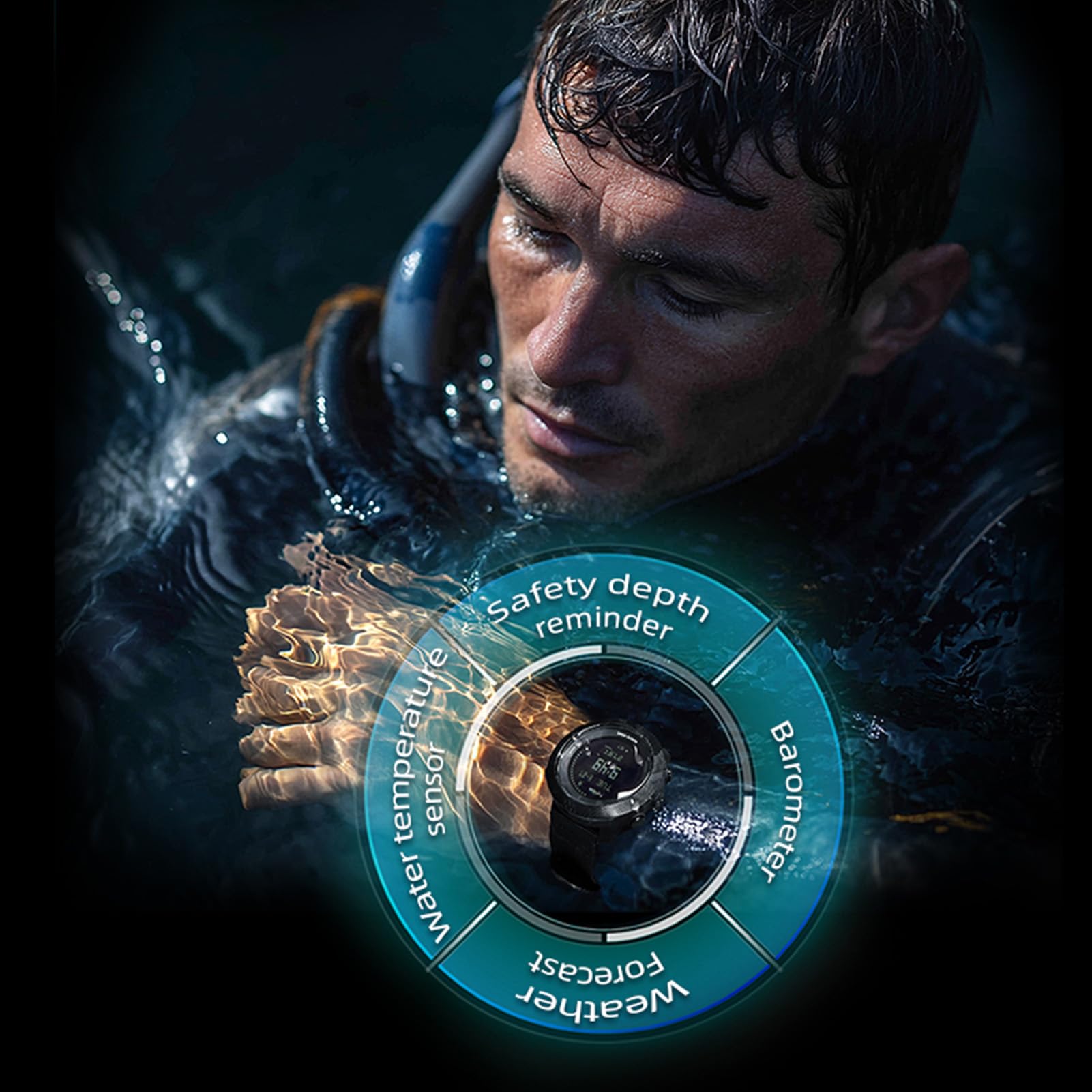 Reloj de Buceo, Computadora de Buceo Resistente Al Agua hasta 100 M, Reloj Deportivo Digital para Hombres con Brújula, Altímetro, Barómetro, Cronómetro, Temporizador de Cuenta Atrás,