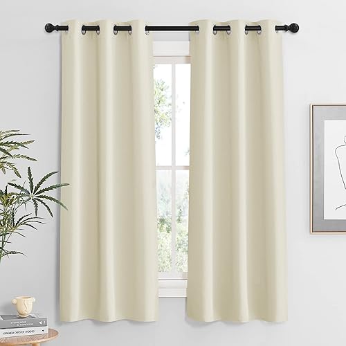 Miniatura 63 de RYB HOME Juego de 2 paneles de cortinas opacas grises de 63 pulgadas de largo, cortinas sólidas resistentes para oscurecer la habitación