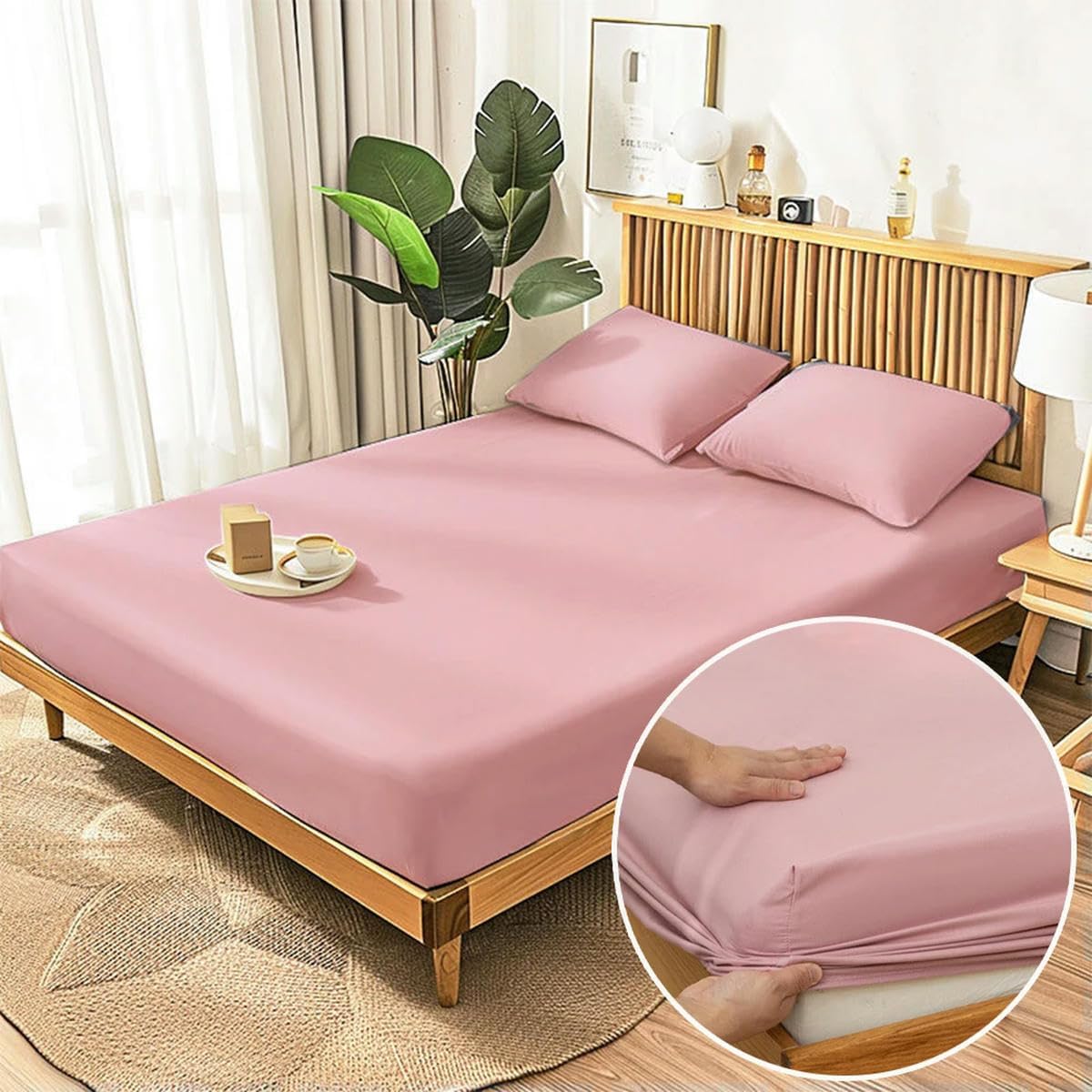 Solid Duvet Cover Fully Wrapped Sheets Home Bedroom Washed Cotton