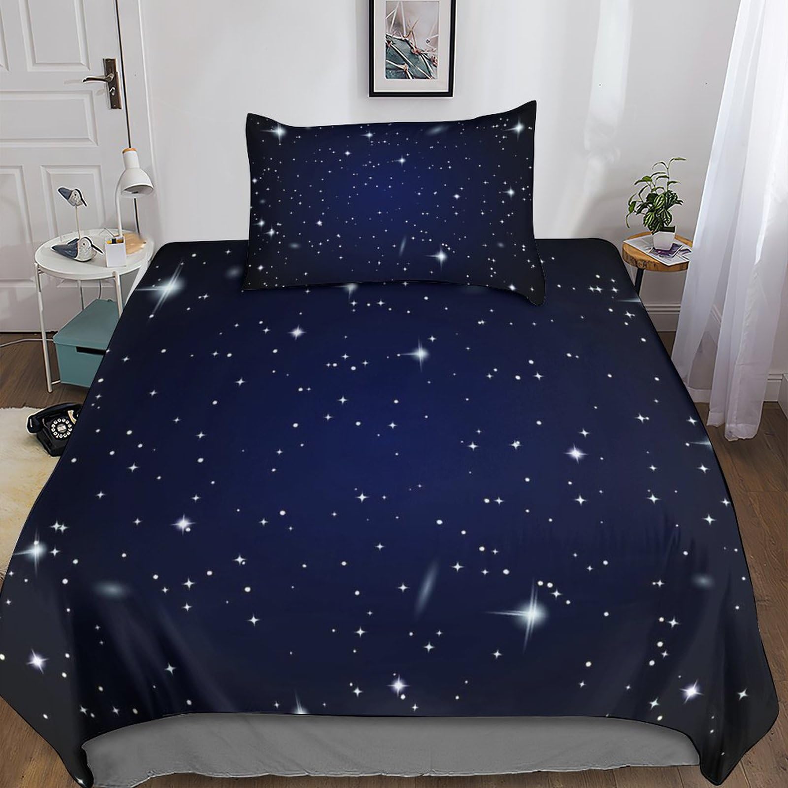 Housse de couette 100% microfibre Cosmos pour lit simple 135x200 cm