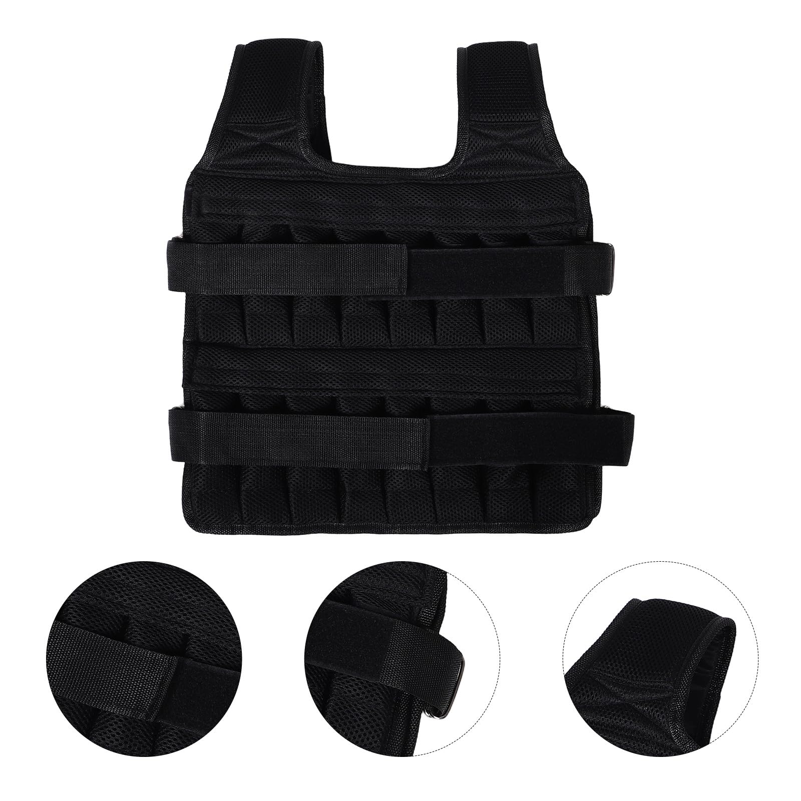 Gilet Zavorrato Regolabile per Allenamento Forza, Uomo Donna, Nero | Tasche Rimovibili, Vestibilità Confortevole, Tessuto Nero, Sport Vari, Sagoma Aderente al Corpo