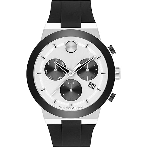 Movado Bold Fusion Men's Watch - Swiss Quartz Chronograph Movement, Silicone Strap - 5 ATM Water Resistance - Luxury Fashion Timepiece for Him - 44.50mm