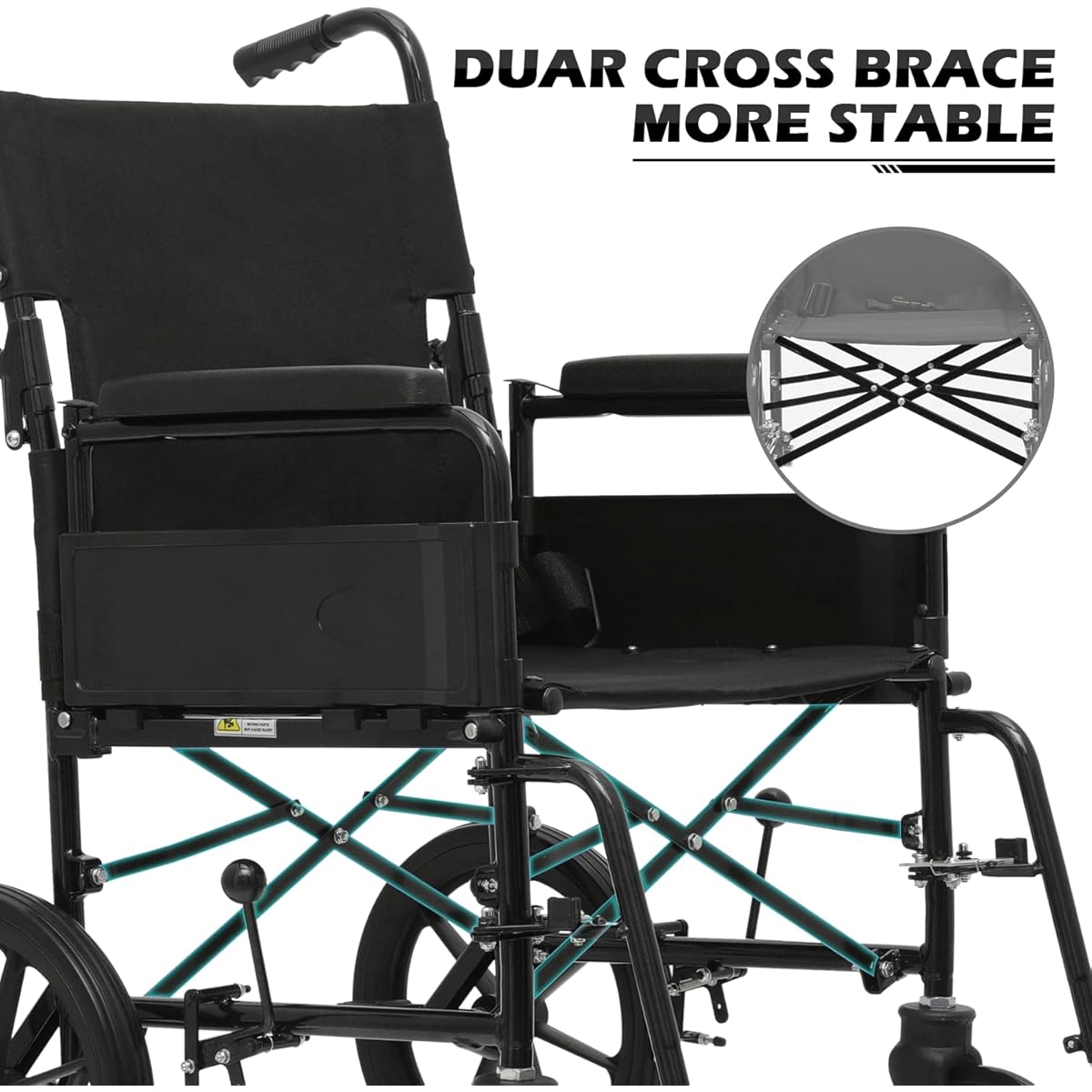 34/mo Finance MoNiBloom Transport Wheelchair Lightweight Foldable Chair with Chromoly Steel