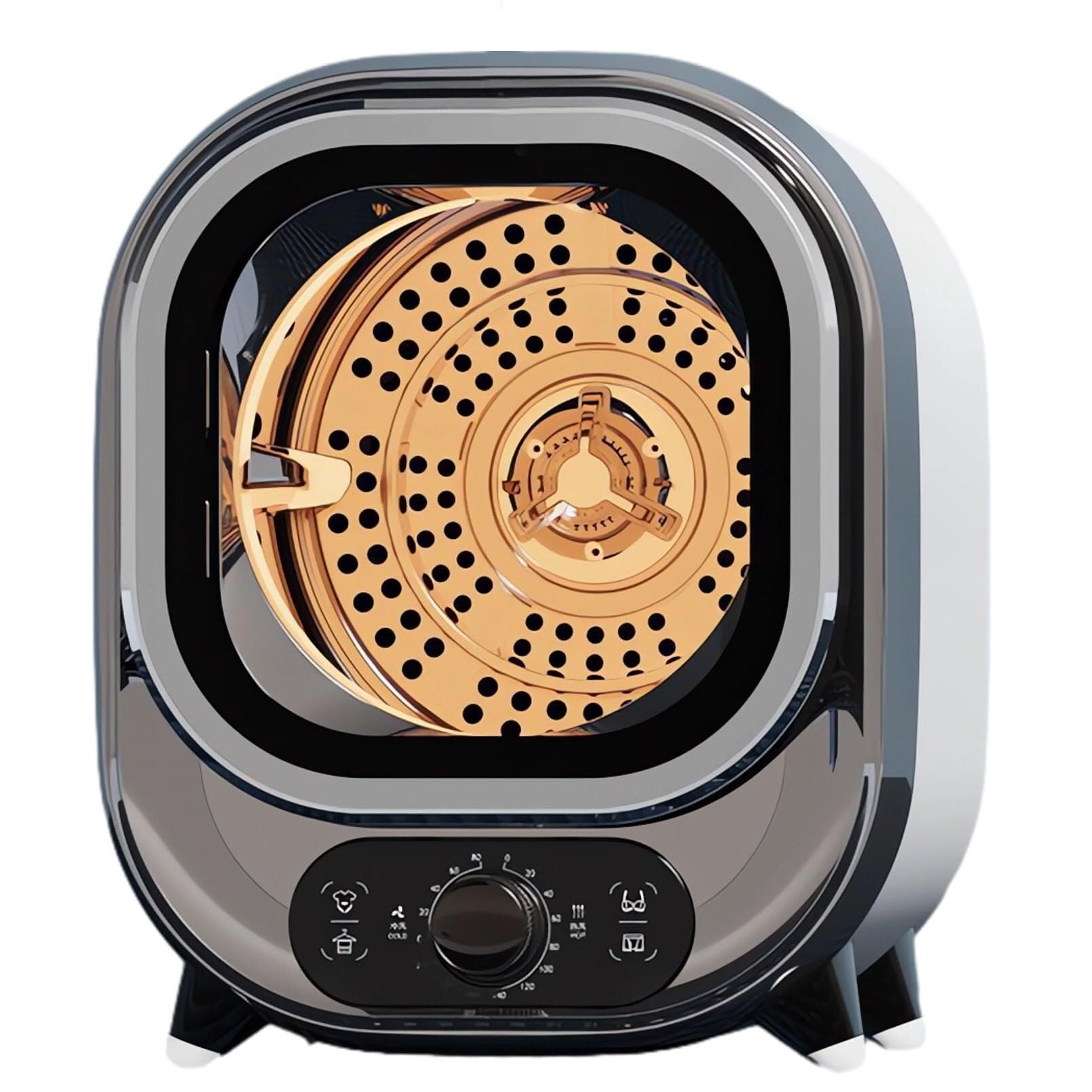 Sèche-linge à condensation portable 0 à 200 minutes Air chaud/froid Séchage 3D 5 kg Sèche-linge à ventilation 35 dB Silencieux Parfait for une utilisation sur un plan de travail ou au mur(Brown)
