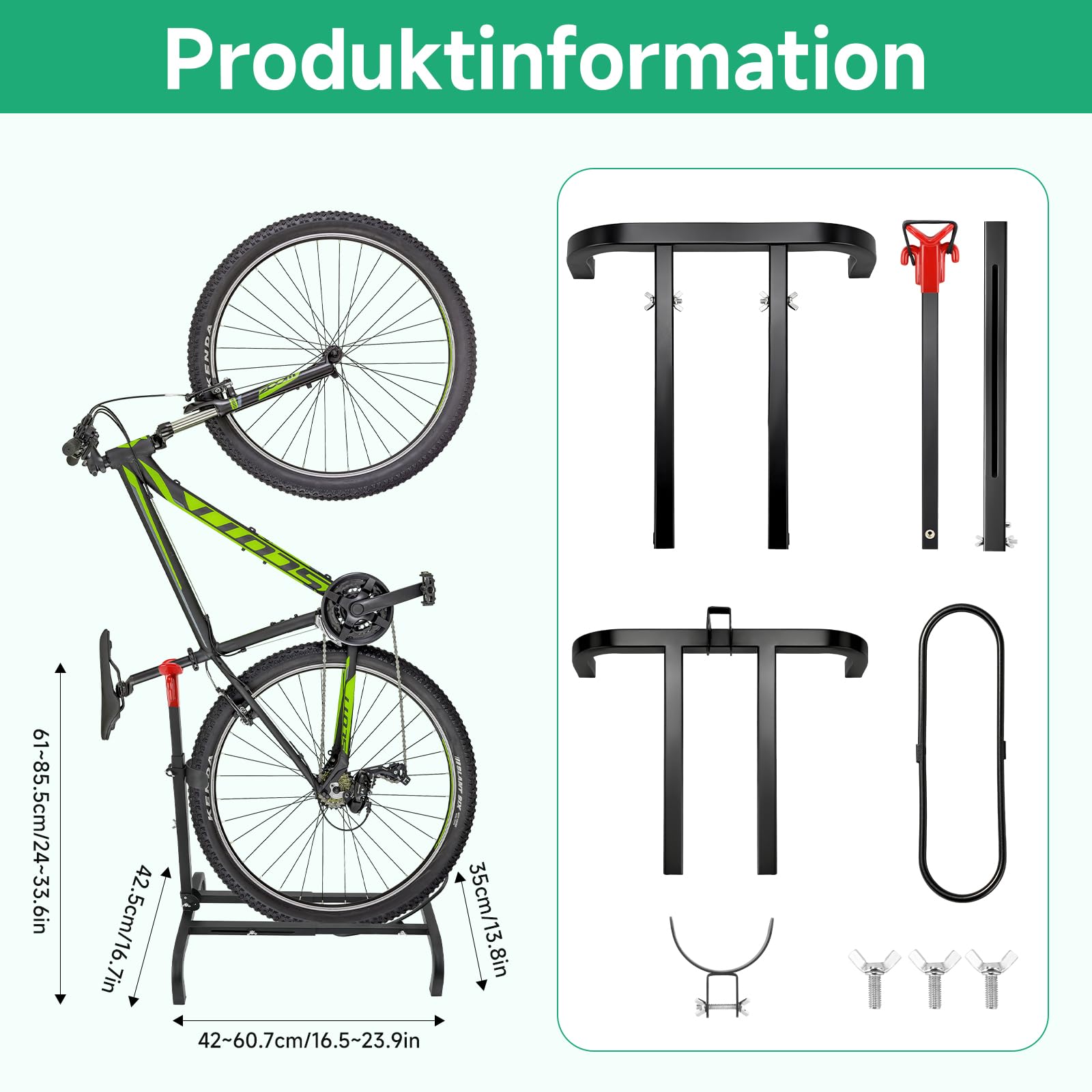 SANLIKE Vertikaler freistehender Fahrradständer | höhenverstellbar , platzsparend, bis 25 KG belastbar , für Garage Wohnung Innen Außen , nicht für Räder mit Korb Schutzblech