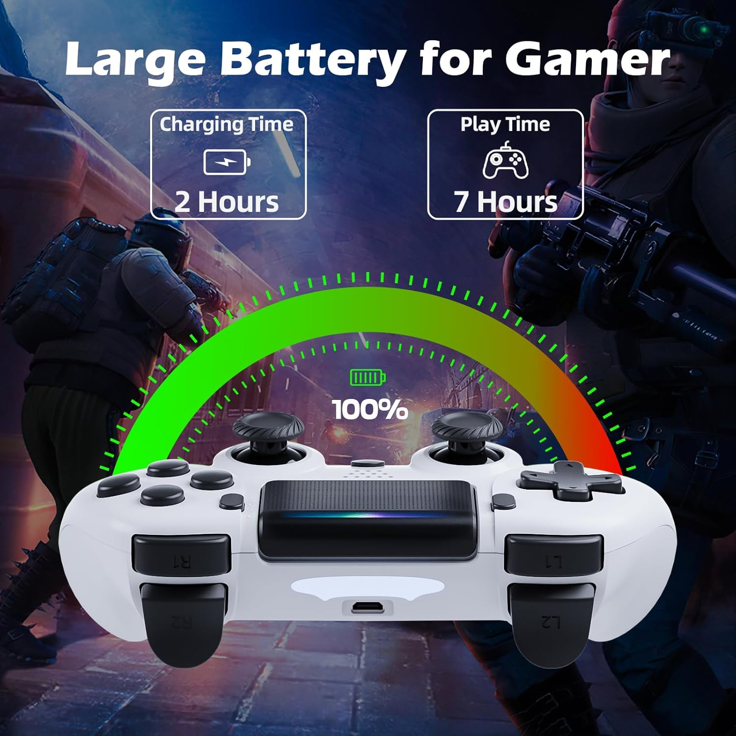 Controller charging and battery life illustration