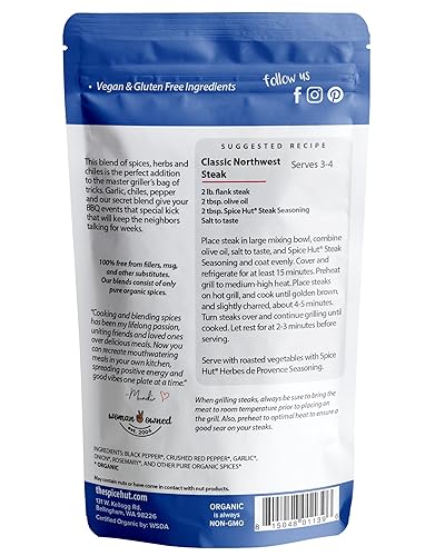 Miniatura 2 de Spice Hut  Condimento orgánico para carne y frotar en seco para Prime Rib, asado, hamburguesasin azúcar, sin sal  Roadhouse Grill Spice Mix para
