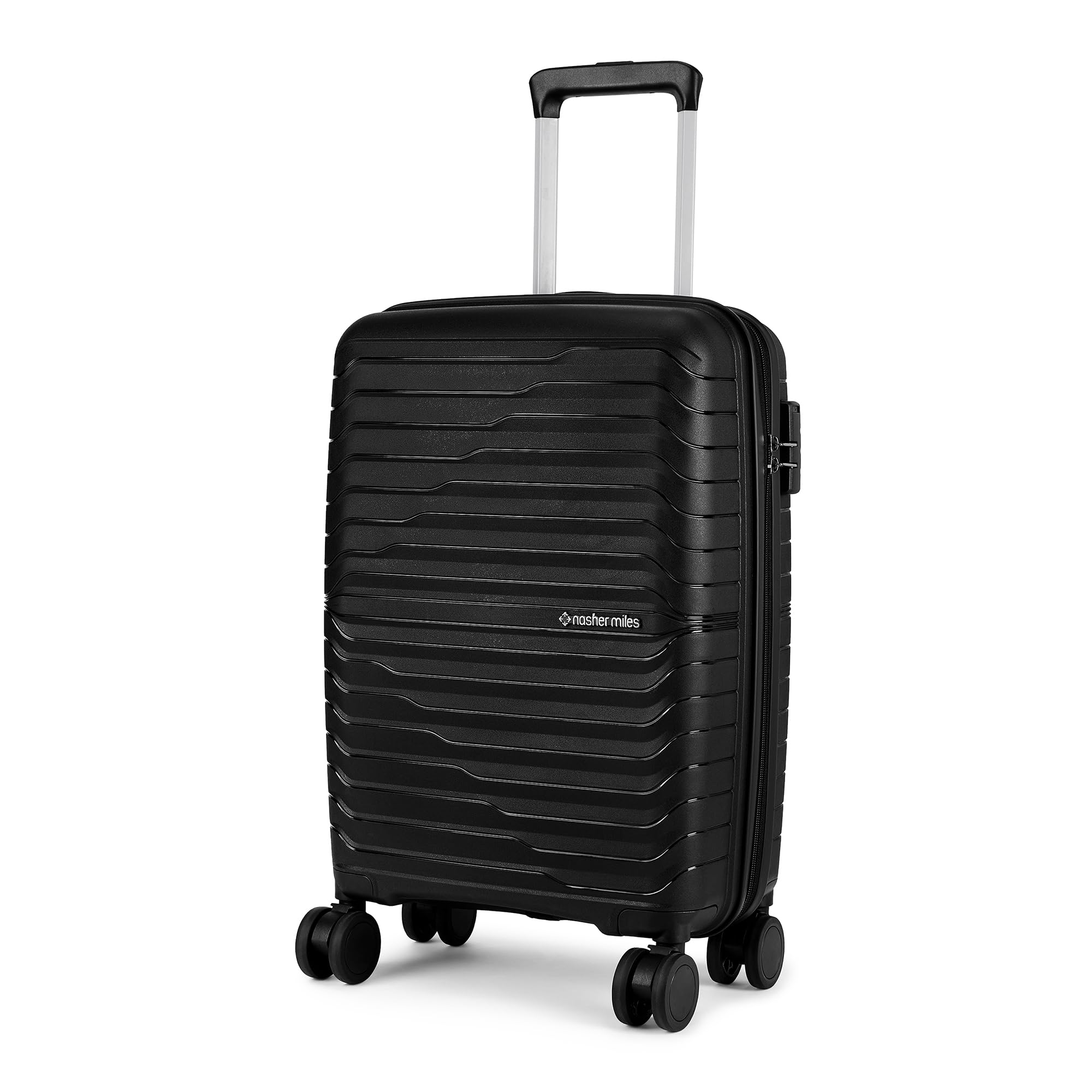 Nile Hard-Sided Polypropylene Cabin Luggage 20 inch | 55cm | 8 Wheels Small Trolley Bag for Travel | Suitcase (Black)-image-3