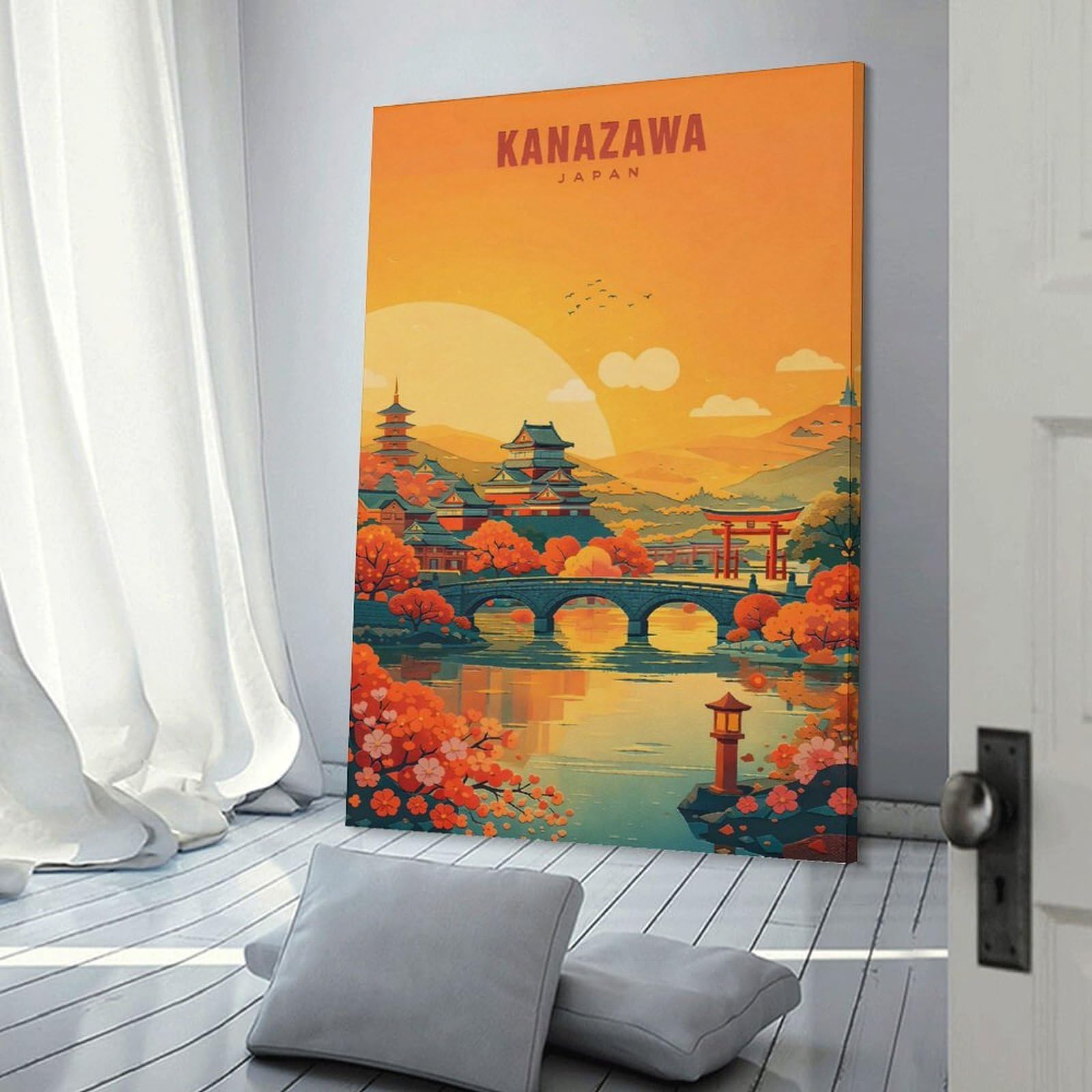 Junmoney Decorative Canvas Print Kanazawa Japan Travel, 08x12inch(20x30cm), for Entrance Spaces, Stair Walls Or Halls, A Neat Decor Update for Hallways