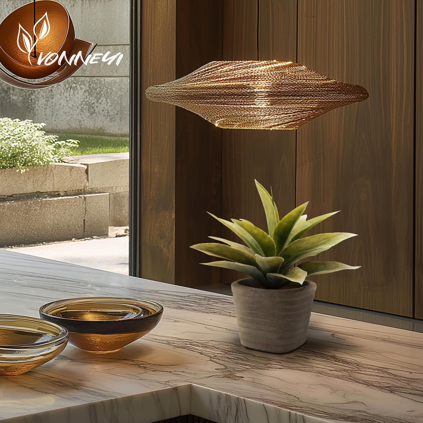 YVONNEYI 2 plantas artificiales de agave de 29 cm, decoración para plantas suculentas artificiales