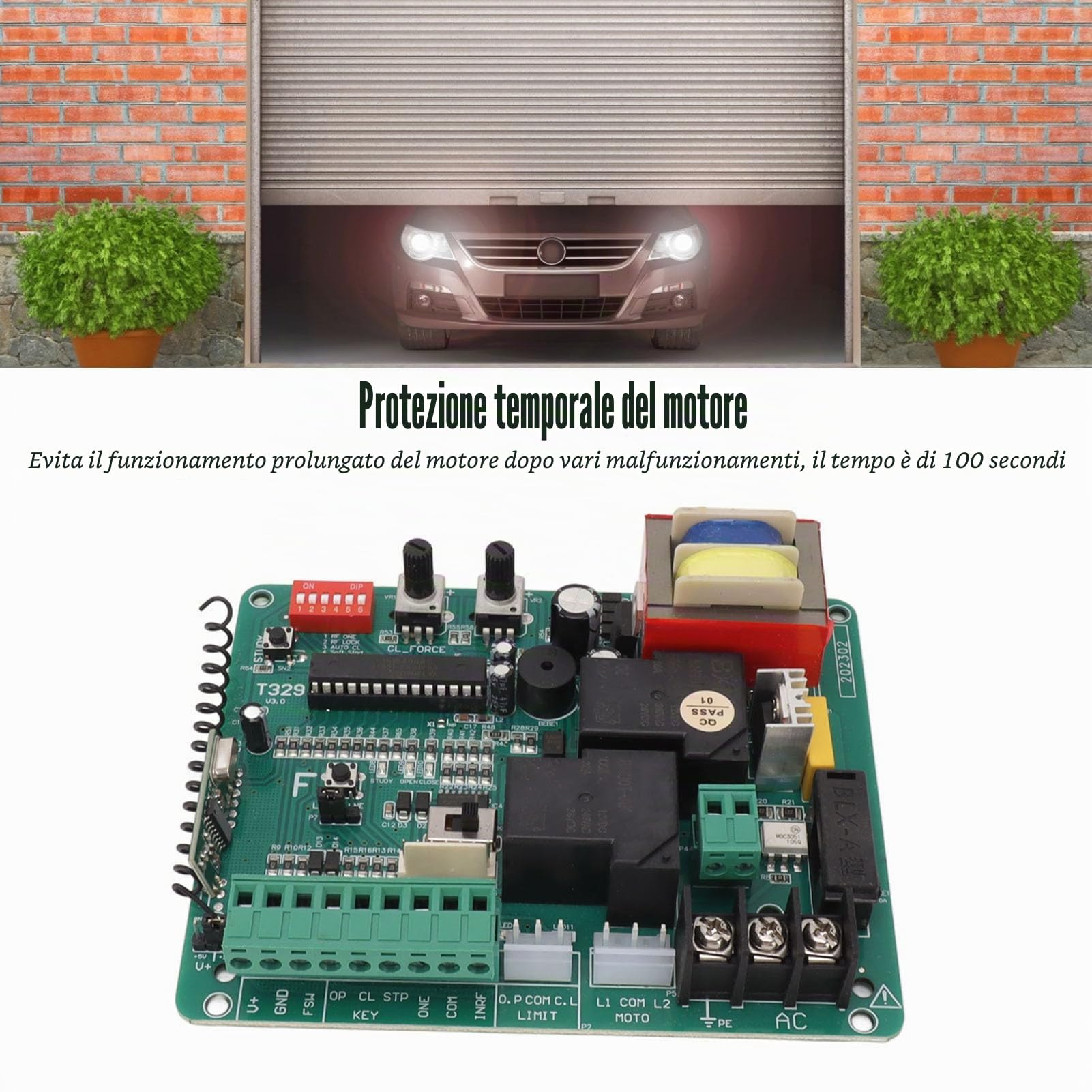 Scheda Controllo Motore per Cancelli Scorrevoli, LED Indicazione Circuito Elettrico 220V con Telecomando PCB, Materiale Ad Alta Resistenza per Porte Automatiche Elettriche