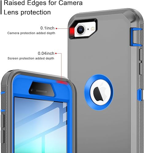 Miniatura 3 de I-HONVA Funda para iPhone SE 20222020 con protector de pantalla integrado, a prueba de golpes, a prueba de polvo y caídas, 3 en 1, cuerpo completo,