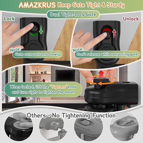 Miniatura 6 de Puertas retráctiles para bebés de 200 pulgadas extra anchas, puerta retráctil para perros de 34 pulgadas de alto para puertas, puerta retráctil