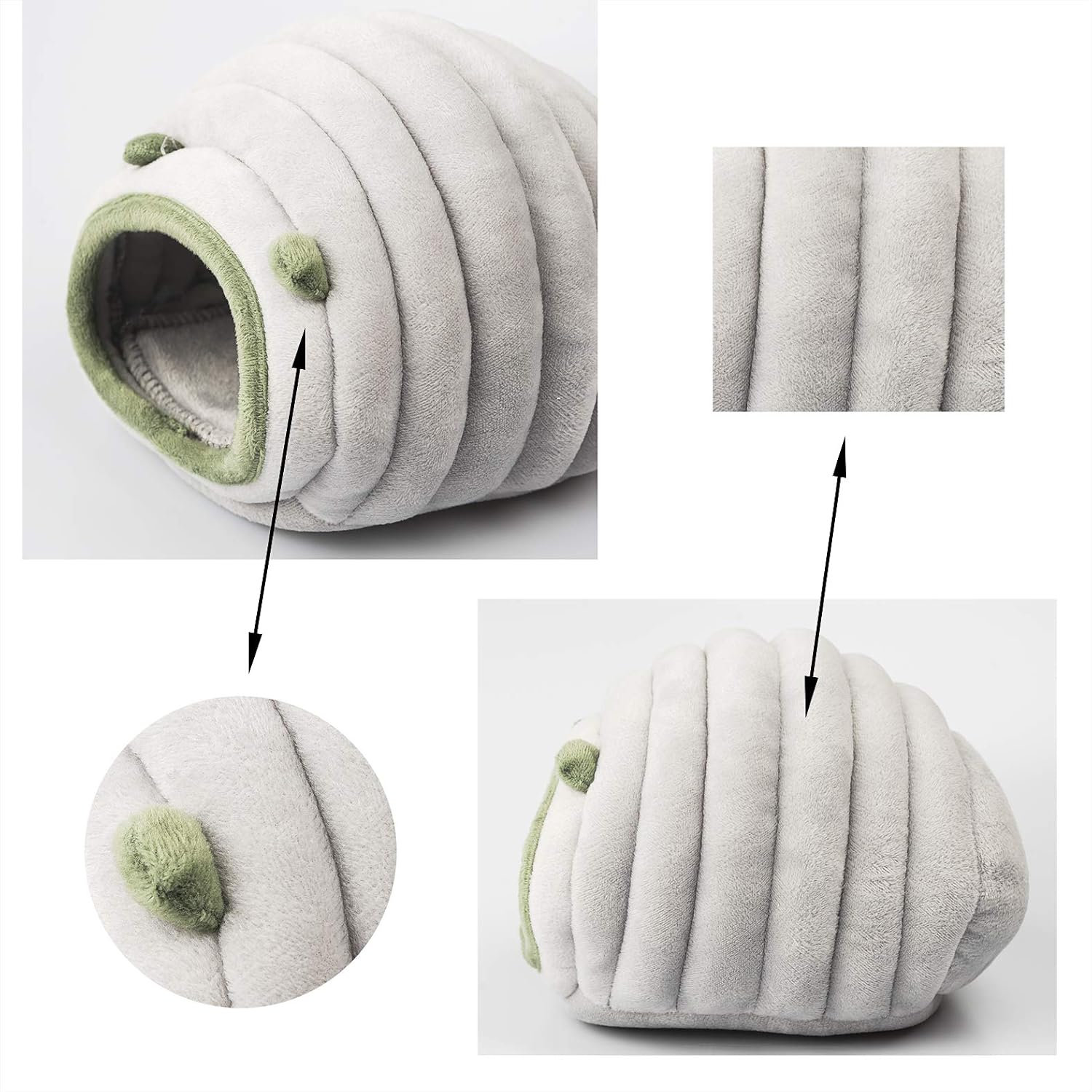 Missrir Small Animals Cave Beds, Hamster Hideout,Cozy House Bedding for Rats Hedgehog Sugar Glider, Caterpillar Shaped Small Pet House (Gray) : Pet Supplies