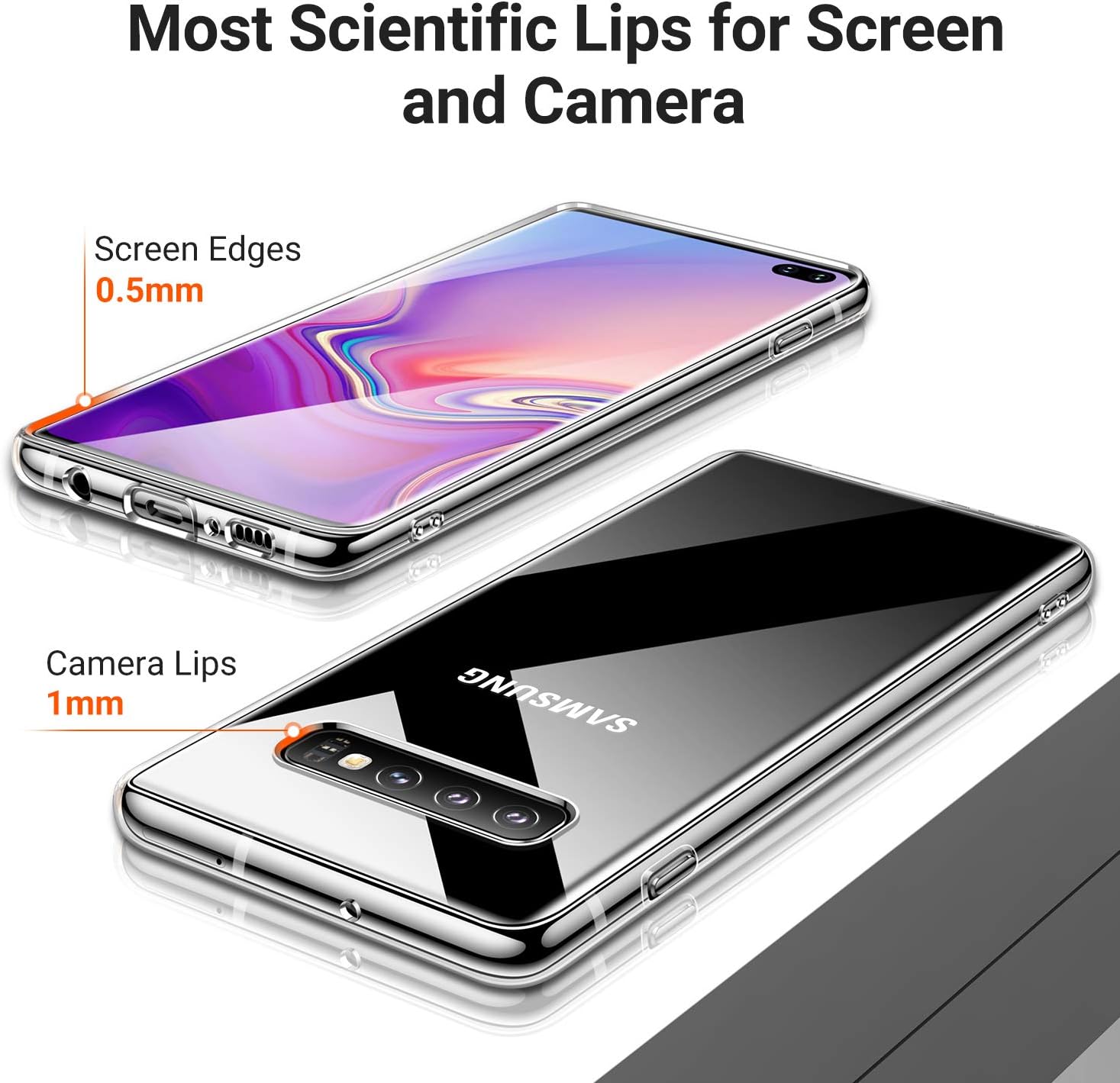 TORRAS Crystal Clear Galaxy S10+ Plus case 6.4 inch, Ultra Thin Slim Fit Flashy Edge Case Soft TPU Cover for Samsung Galaxy S10 Plus, Glossy Clear