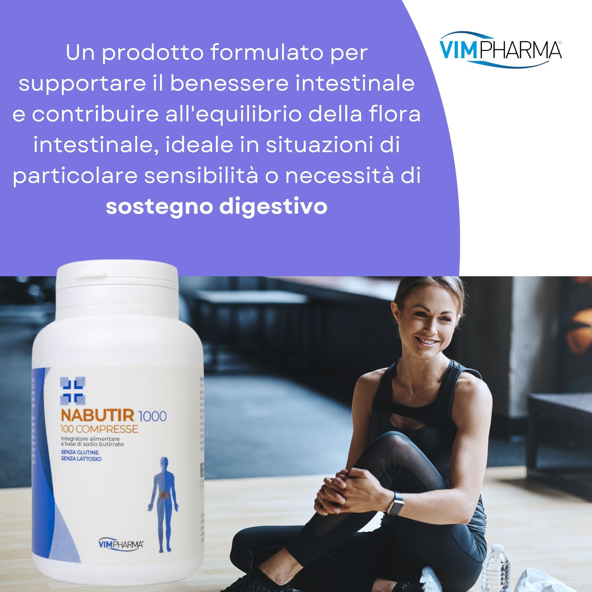 Vimpharma Nabutir 1000 Butirrato di Sodio – Integratore per il Benessere Intestinale – 100 compresse – Alta Efficacia e Concentrazione – Formato Convenienza – Made in Italy