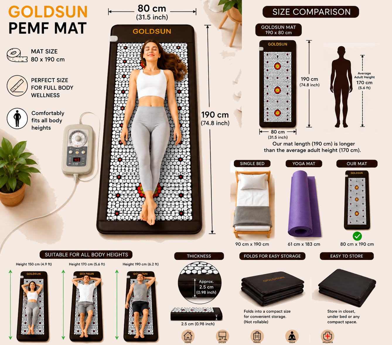 Carefit Goldsun PEMF Infrared Mat - Pain Relief & Wellness -4
