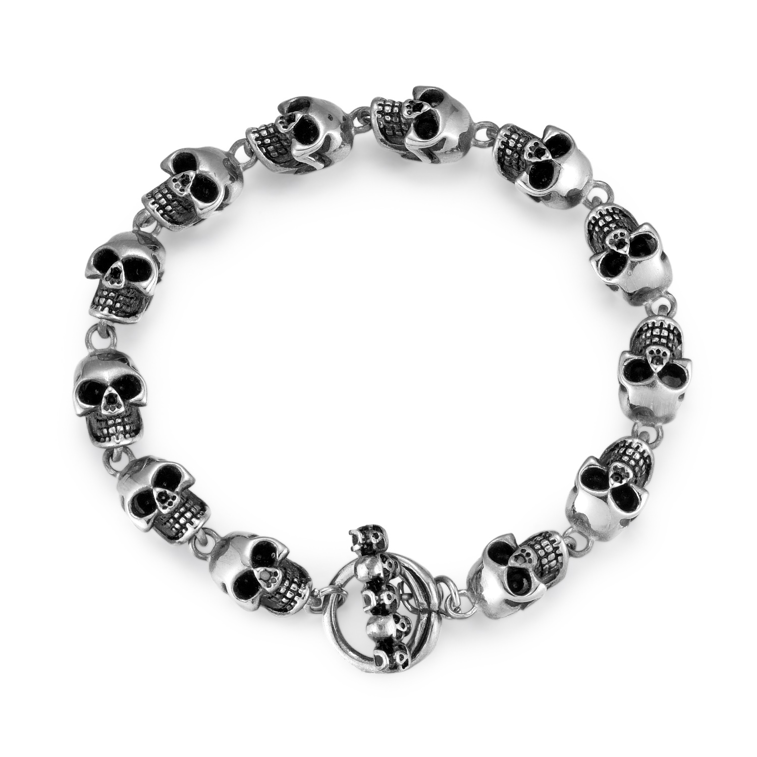 Pulsera vintage de eslabones con calaveras, acero inoxidable miniatura 5