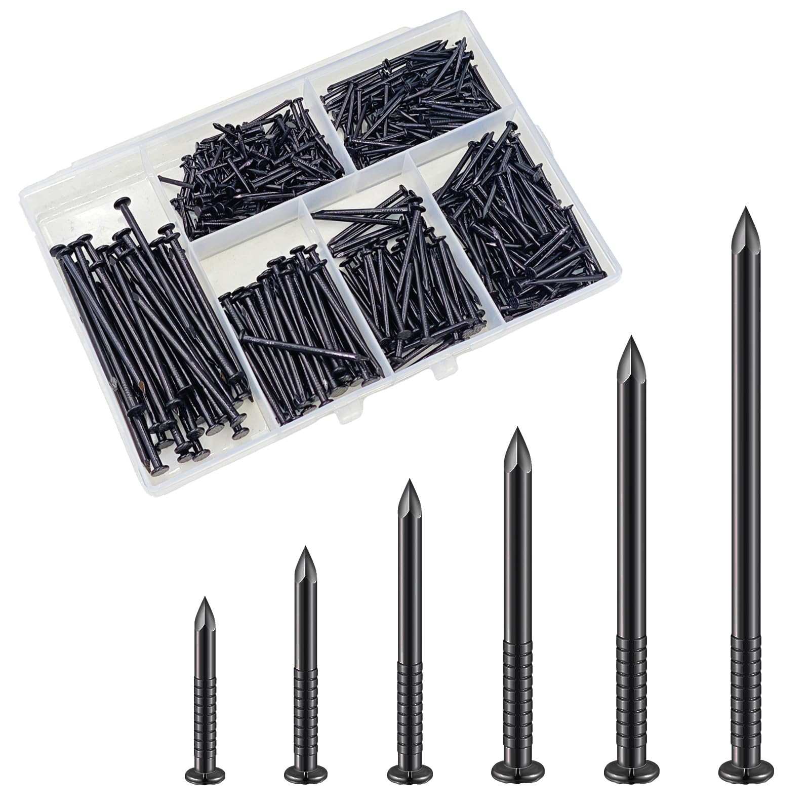 Wensilon Black Nails Assortment Kit, 430 Pcs Nails for Hanging Pictures