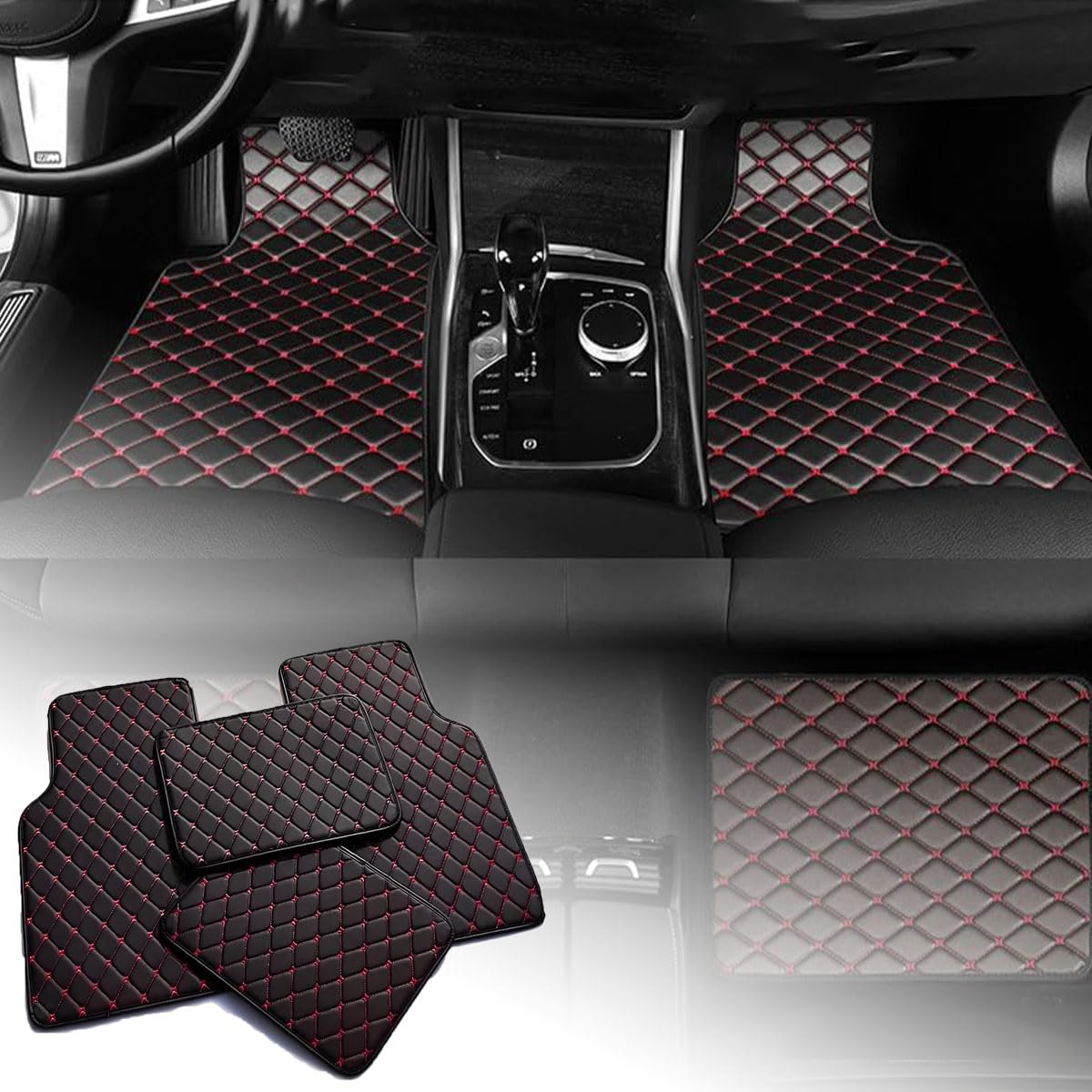 DALUJIE 4 pcs Car Floor Mats for Leapmotor C10 2024-2025, Leather Car Mats Car Floor Mats Set All Weather Floor Liners Auto Carpet Water-Resistant Anti,A