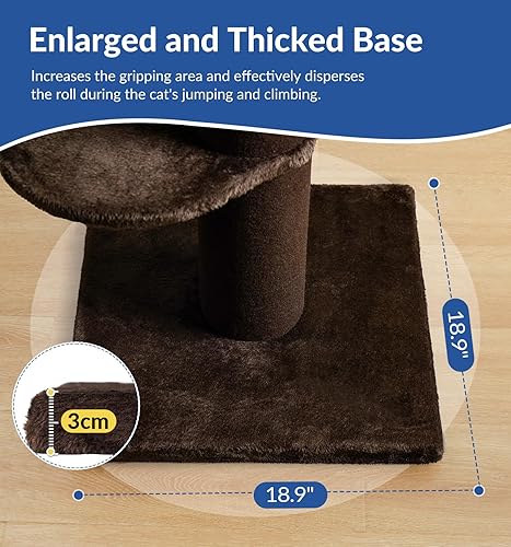 Miniatura 3 de Cat Craft Poste Rascador para Gatos con Cama Poste Rascador de Alfombra con Percha Poste para Gatos de Interior Torre de Árbol para Gatos, Marrón