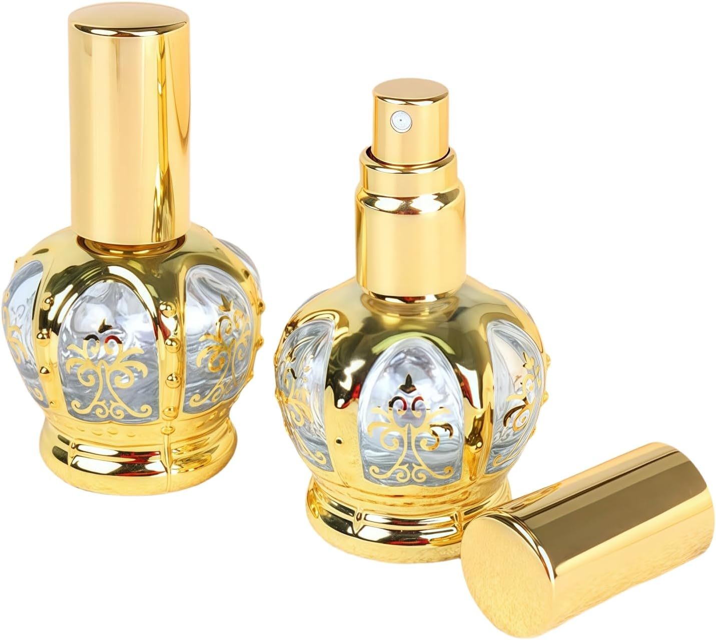 - 2pcs Refillable Perfume Bottle Glass Empty Bottle Spray Perfume Bottle Small Bottles Spray Refillable Atomizer Scent Bottles (15ml Crown)