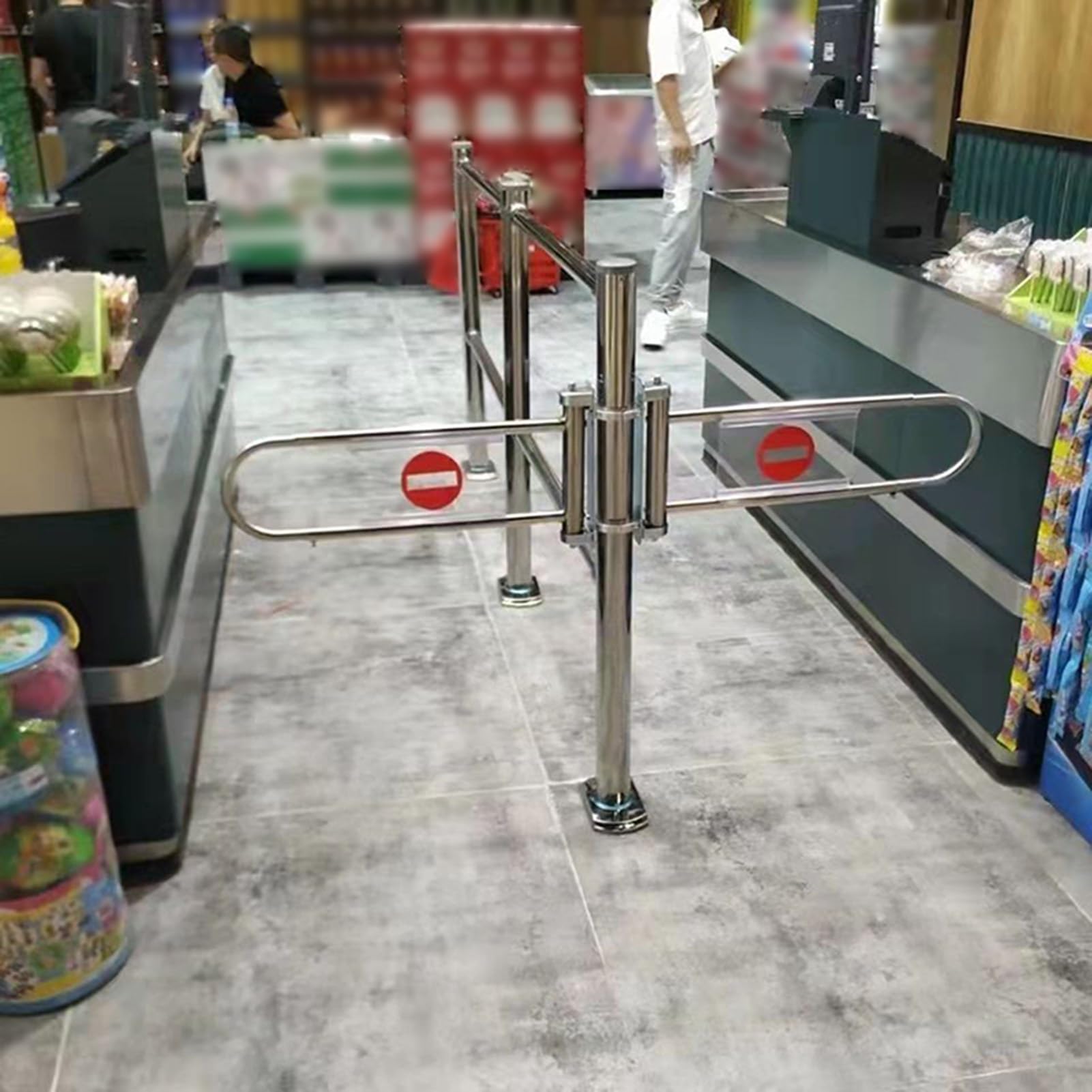 1-drożna brama barierowa ze stali nierdzewnej do supermarketu i magazynu, jednokierunkowe ogrodzenie ochronne, automatyczne zamykanie do fabryki i korytarza parkowego (55 x 100 cm)
