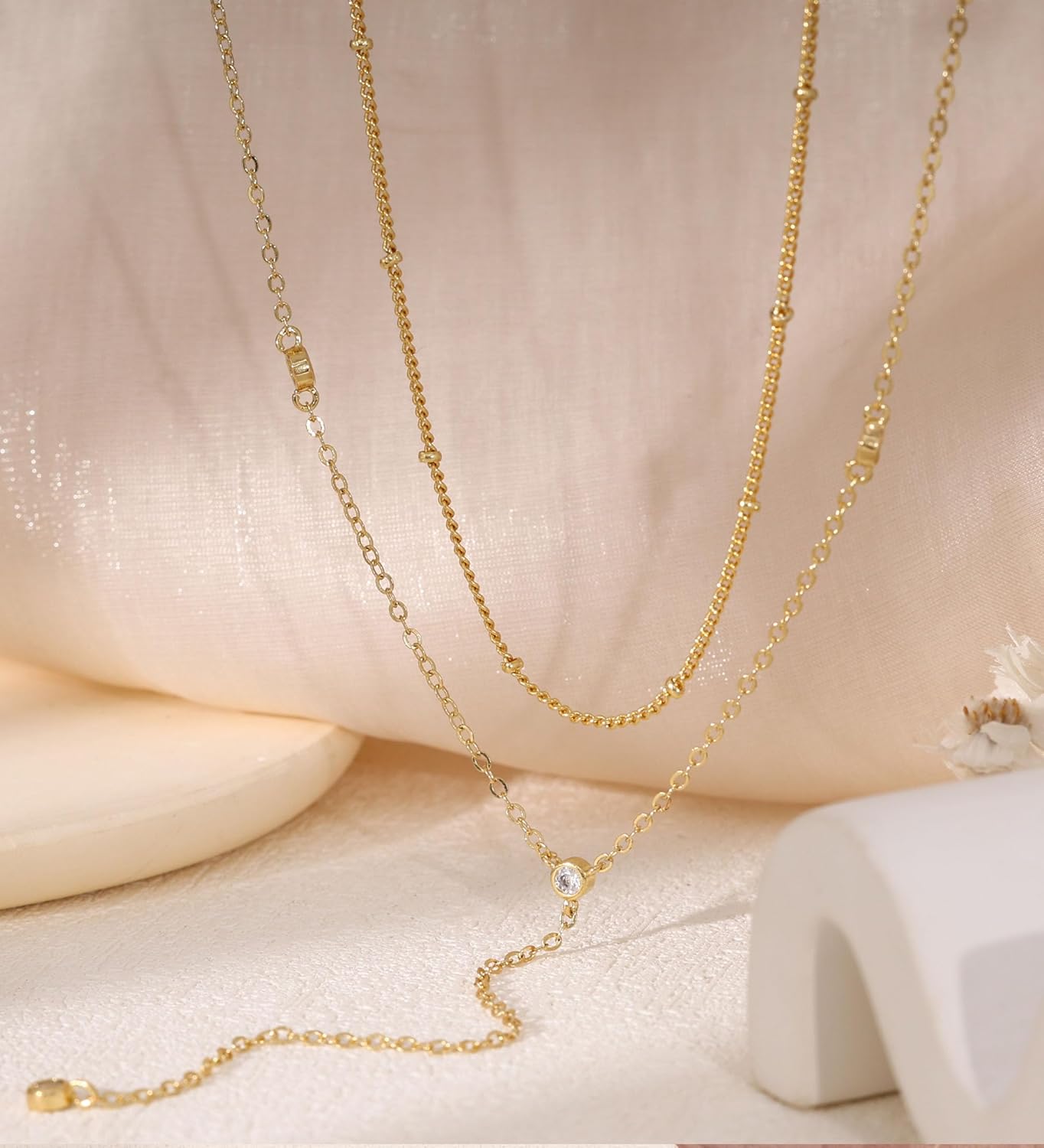 Layered Necklaces for Women,Dainty 14K Gold Plated Long Lariat Necklace Stack Simple Chain Pendant Necklace Fashion Accessories Long Necklaces for Women Trendy Gold Jewelry - Image 5