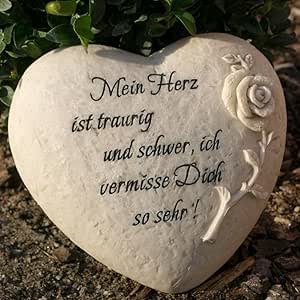Trauerherz Grab Spruch Mein Herz ist traurig und schwer, ich vermisse