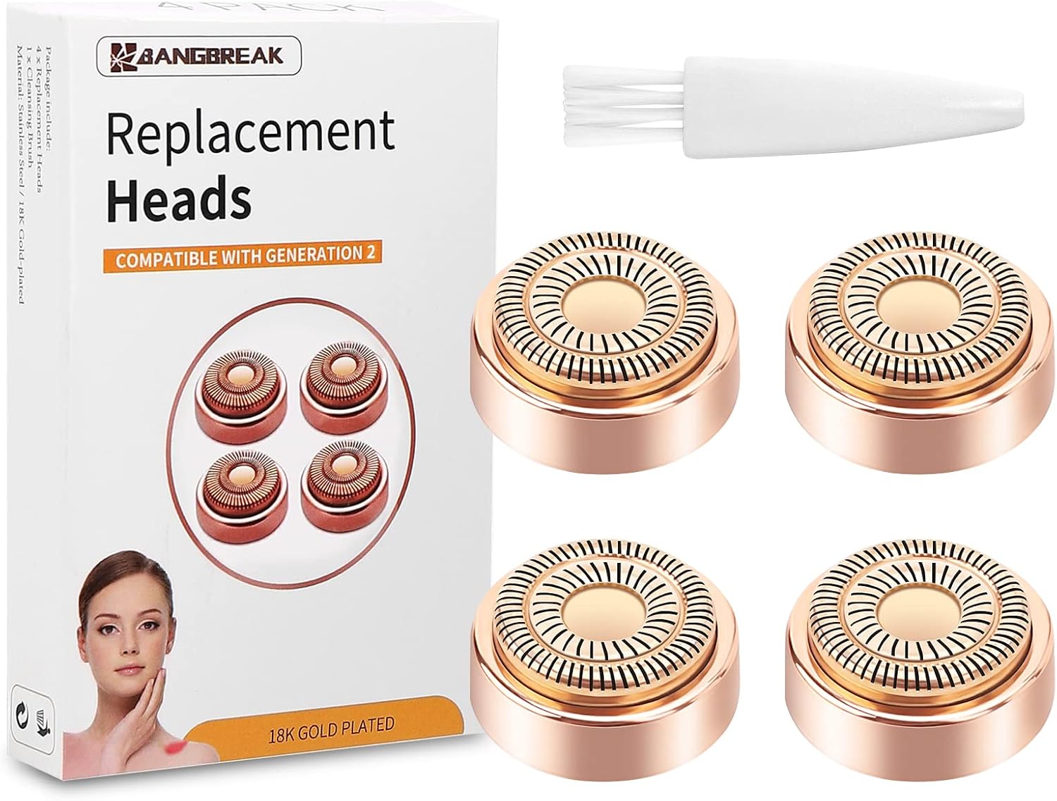 Facial Hair Remover Replacement Heads 4 Count, Compatible with