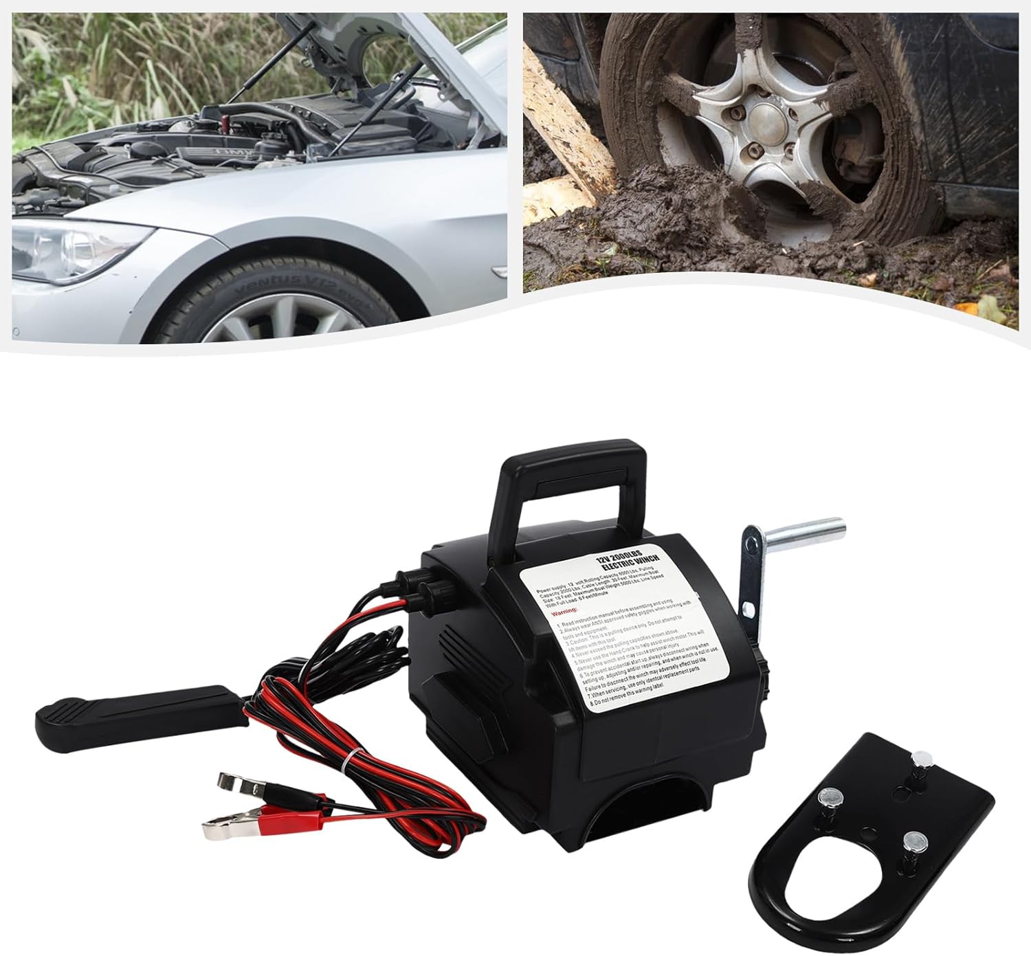 Portable Electric Winch, Trailer Winch with 2000 Lbs Rated Pulling Force & 5000 Lbs Floating Pulling Force & 6000lbs Rolling Force, Dual Control Modes Drill Winch Hoist for Cars Trailers Trucks Yachts