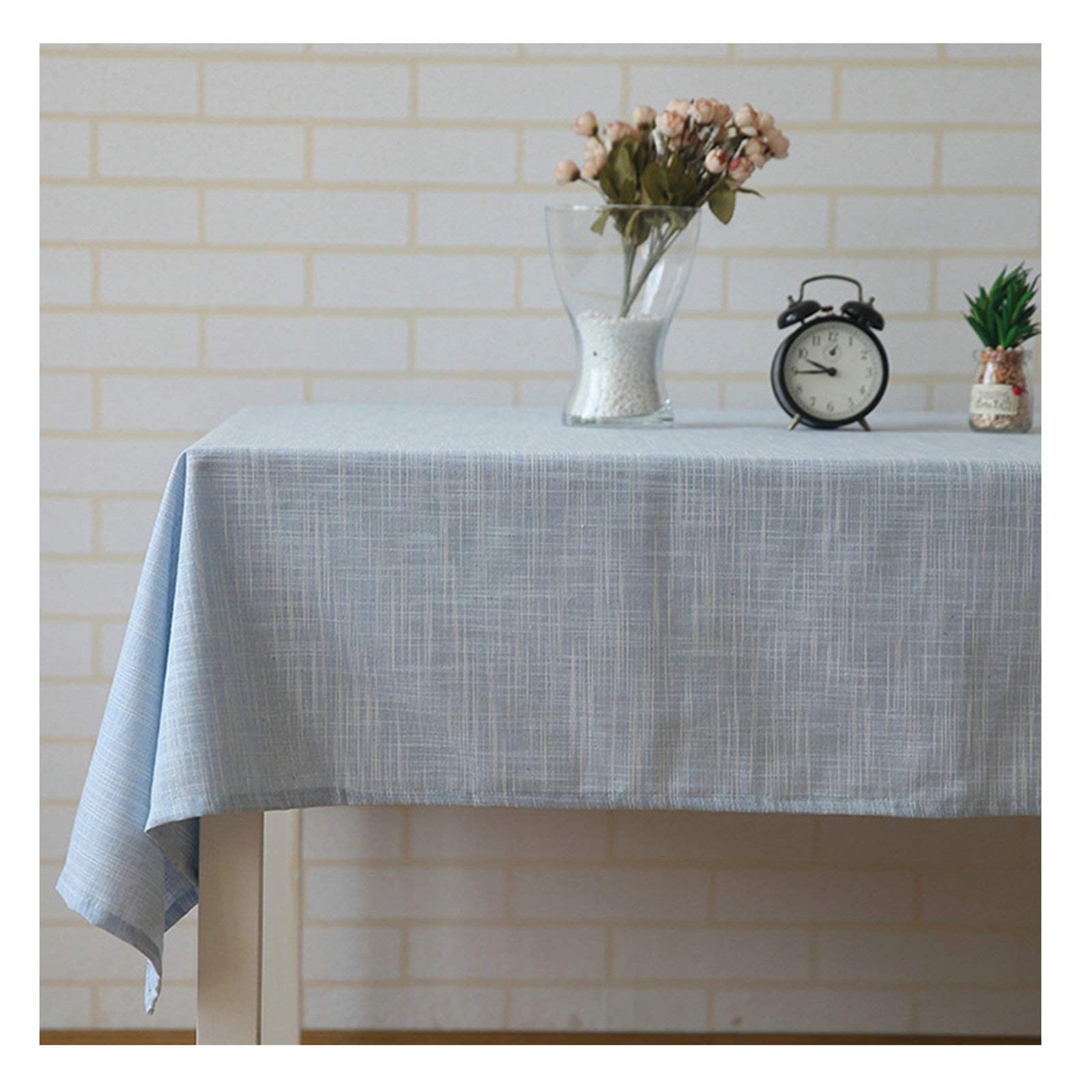 Nappe bleu clair en lin 140x200 cm de couleur pure pour décorer vos tables