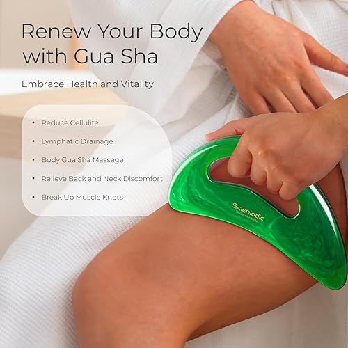 Miniatura 70 de Scienlodic Herramienta de masaje corporal Gua Sha con asa, herramienta Guasha más grande para masaje de espalda, cuello, cara, piernas, drenaje