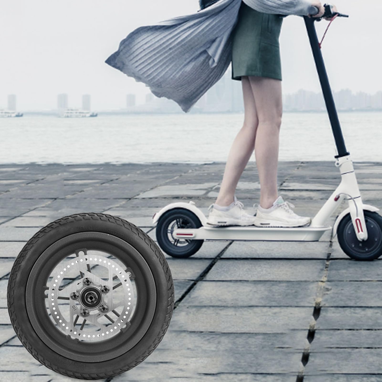 Roue Arrière, Remplacement durable de Roue Solide en Caoutchouc pour Scooter électrique, Skateboard, et Mini Quadricycles