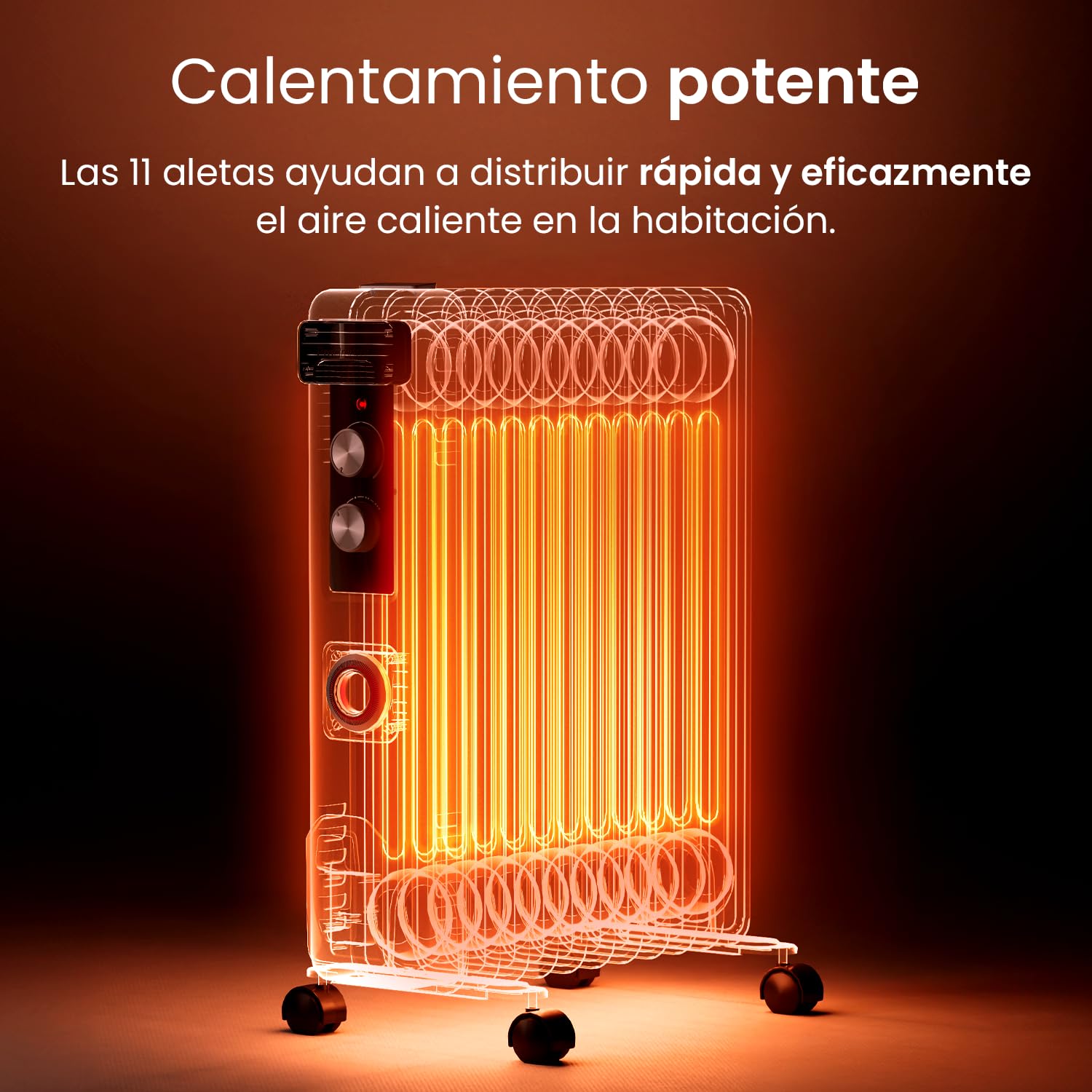 Pro Breeze Radiador Electrico Bajo Consumo de Aceite. Temporizador, 3 Modos de Calor 2000W, 1200W y 800W. Opción Termostato. Sistema seguridad Apagado Automático - Radiador Aceite